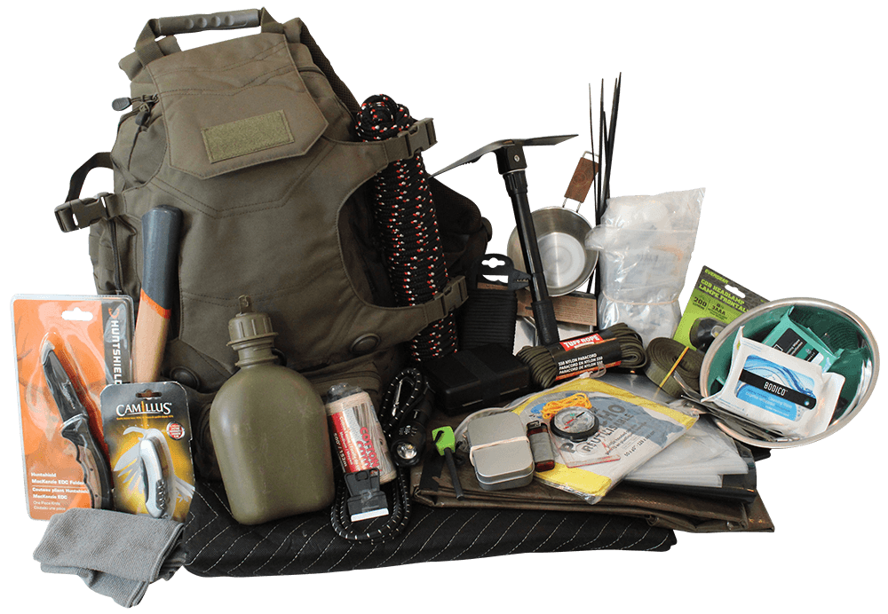 Complete survival gear bug out bag pack, military green 