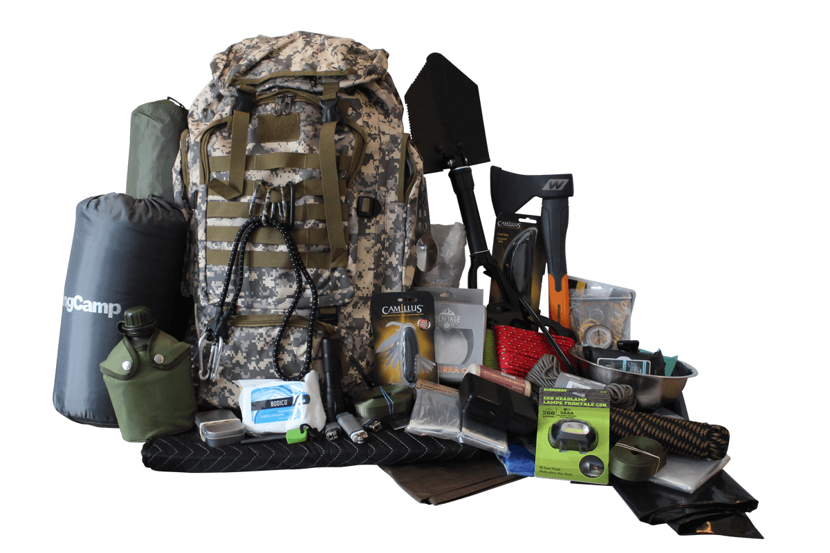 bugout survival gear with sleeping bag and tent bugout bag