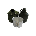 military water canteen with metal cup for boiling water